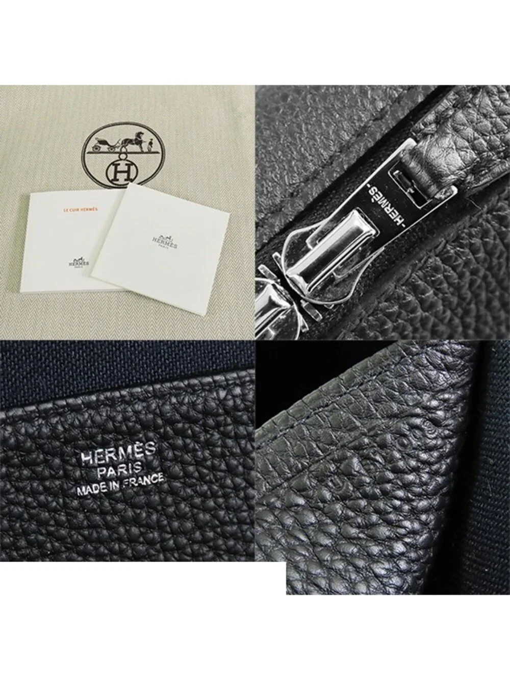 Hermes Victoria Light Noir Black Silver Togo Briefcase Business
